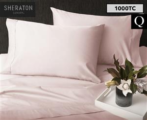 Sheraton Luxury 1000TC 100% Cotton Queen Bed Sheet Set - Dusk Pink