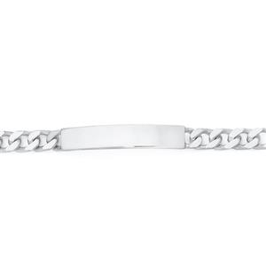 Silver 21cm Dia-Cut Curb Id Bracelet