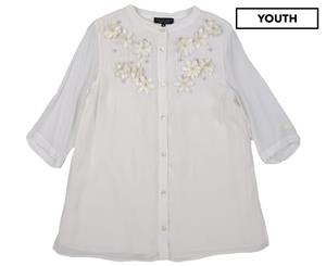 Simona Barbieri Girls' Crpe Shirt - Ivory