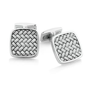 Square Cross Weave Cufflinks in Sterling Silver