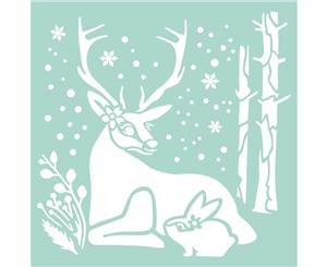 Stamperia Stencil - 7.08 inch X7.08 inch - Reindeer & Rabbit By Johanna Rivero