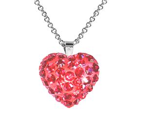 Sterling Silver Crytsal Heart Necklace (Red)