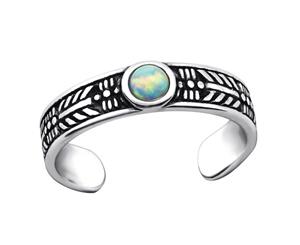 Sterling Silver Opal Toe Ring Fire Snow