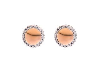 Sybella Rhodium & rose gold cubic zirconia solid circle studs