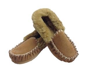 Unisex Sheepskin Moccasins Slippers- Chestnut