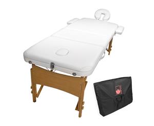 Wooden Portable Beauty Massage Table Bed 3 Fold 70cm WHITE