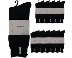 12 Pairs Men's Premium Bamboo Heavy Duty Work Socks - Black