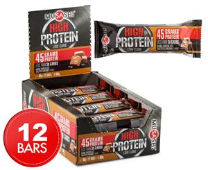 12 x Musashi Low Carb High Protein Bars Dark Choc Salted Caramel 90g