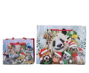 12x Christmas Gift Bags Cardboard Paper Bags w Foil S M High Quality [Design S]