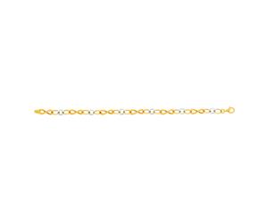 14k Yellow And White Gold Oval And Infinity Links Bracelet 75" - Yellow