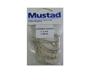 3 Sets Mustad Pre-Rigged Ganged Hooks 4/0 X 4 Hooks