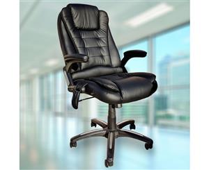 8 Point Massage Executive Office Computer Chair Heated Recliner Black PU leather
