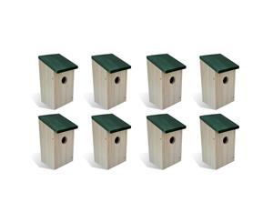 8x Bird Houses Wood 12x12x22cm Pet Habitat Cage Nesting Box Station