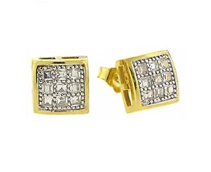 925 Sterling MICRO PAVE Ear Stud - BARCELONA 8mm gold - Gold