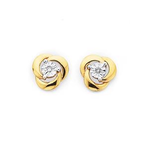 9ct Gold Diamond in Knot Stud Earrings