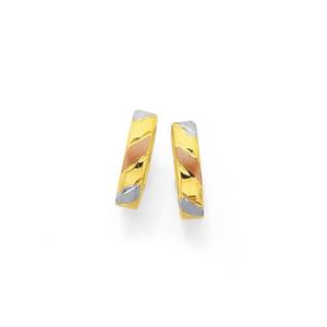 9ct Gold Tri Tone Huggie Earrings