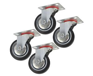 AB Tools 3" (75mm) Rubber Swivel Castor Wheels Trolley Furniture Caster (4 Pack) CST02