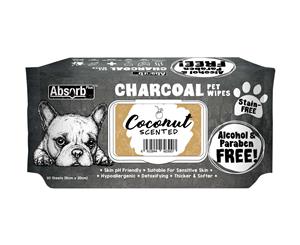 Absorb Plus Coconut Charcoal Pet Wipes 80 Pack