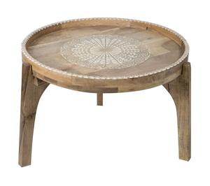 Amalfi Aitana Mango Wood Stylish Patterned Round Table Natural/White Wash