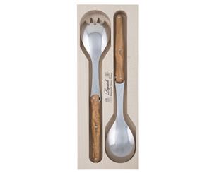 Andre Verd 2-Piece Debutant S Steel Full Tang Salad Server Set Olive Wood