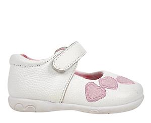 Asta Jumbles Kids Girls Mary Jane Floral Glitter Hearts Spendless - White