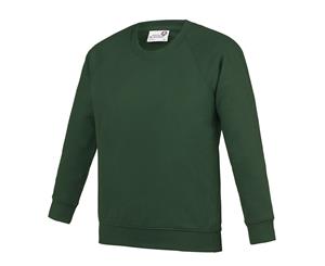 Awdis Academy Childrens/Kids Crew Neck Raglan School Sweatshirt (Pack Of 2) (Emerald) - RW6682