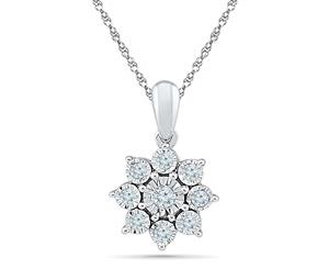 Bevilles 9ct White Gold 0.10ct Diamond Star Necklace