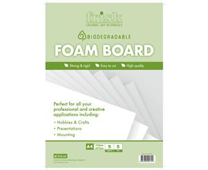 Bio-degradable White Foamboard 5mm A4 Pack of 5