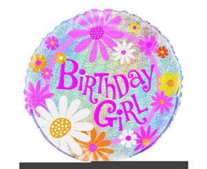 Birthday Girl 45cm Foil Prismatic Balloons Packaged