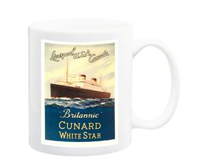 Brittainic Cunard White Star Line Travel Poster Mug - 11 Fluid Oz