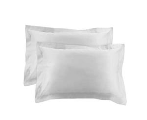 Canningvale - Pillowcase Twin Pack with 5cm Flange - Mille 1000TC - Silver Silk