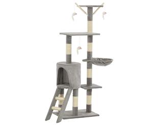 Cat Tree with Sisal Scratching Posts 138cm Grey Kitten Play Tower House