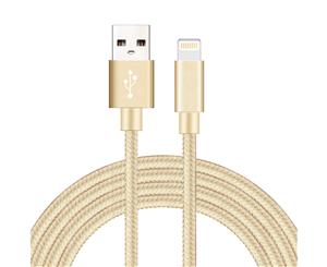 Catzon 1M 2M 3M Several Packs iPhone Cable Phone Charger Nylon Braided Fast Charger Cable USB Cord -Gold