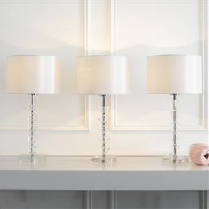 Chloe 1 Light Crystal Table Lamp in Chrome and White