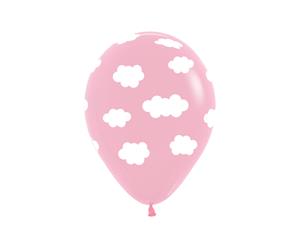 Clouds Fashion Pink 30cm Latex Balloons AOP White Ink 50pk