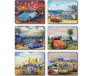 Country Inspired Kitchen VW BUGS Cinnamon Cork backed Coasters Set 6 New