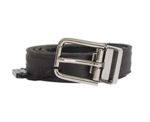 Dolce & Gabbana Black Leather Silver Buckle Belt