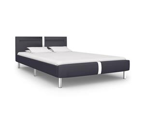 Double Bed Frame with LED Black Upholstered Bed Base Bedroom Furniture