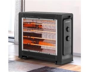 Electric Infrared Radiant Heater Portable Convection Panel Space Heater w/ Wheels Thermostat Setting Home Office Room Heating 2200W Black