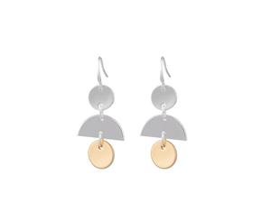 Fable Womens/Ladies Two Tone Geo Earrings (Silver/Gold) - JW984