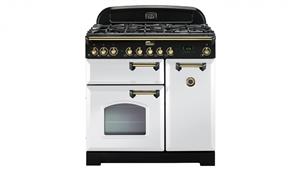 Falcon Classic Deluxe 900mm Dual Fuel Freestanding Cooker - White Brass