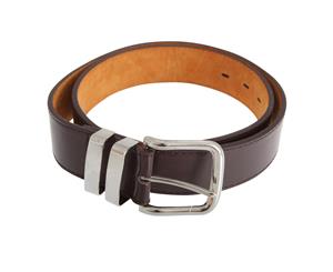 Forests Belts Mens 1.5 Inch Bonded Leather Trouser Belt With Double Loop Chrome Buckle (Brown) - BL162