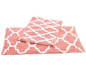 Fret Cotton Bath Mat Set-Guava