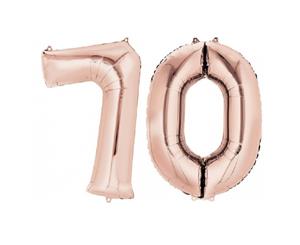 Giant Rose Gold Number 70 Foil Balloons