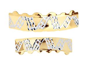 Gold Grillz - One size fits all - Diamond Cut Plate - SET - Gold