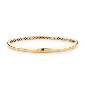 Hammer Set Bangle with 0.25 Carat TW of Diamonds in 10ct Yellow Gold