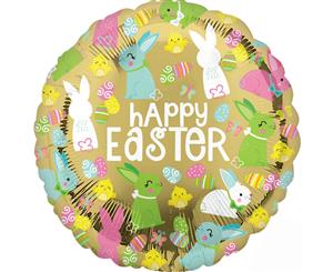 Happy Easter Gold Foil Round Balloon 45cm Approx