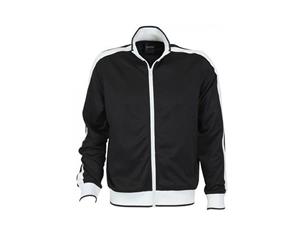 Identitee Men's Full Zip Tricot Track Top Jacket - Black/White