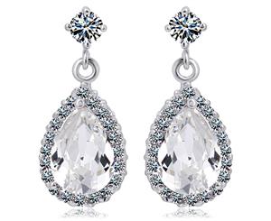 Isabelle Drop Earrings-White Gold/Clear