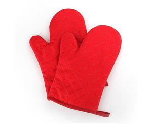 Kitchen Cooking Oven Gloves Mitt - Red (Size28cm x 18cm)